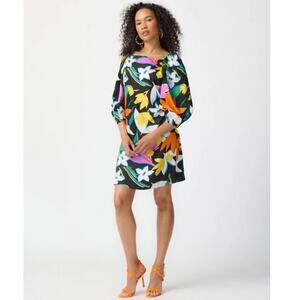 Joseph Ribkoff Mini Floral Bohemian Tropical Shift Dress Plus Size 14